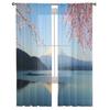Mount Fuji With Cherry Blossom View From Lake Kawaguchiko Japan Sheer Curtains for Room Bedroom Window Voiles Tulle Curtain