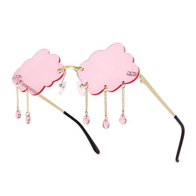 Trendy Tassel Sunglasses Fashion Retro Rimless Sun Glasses Steampunk Sunglasses Shades Funny Clouds Shaped Eyeglasses UV400