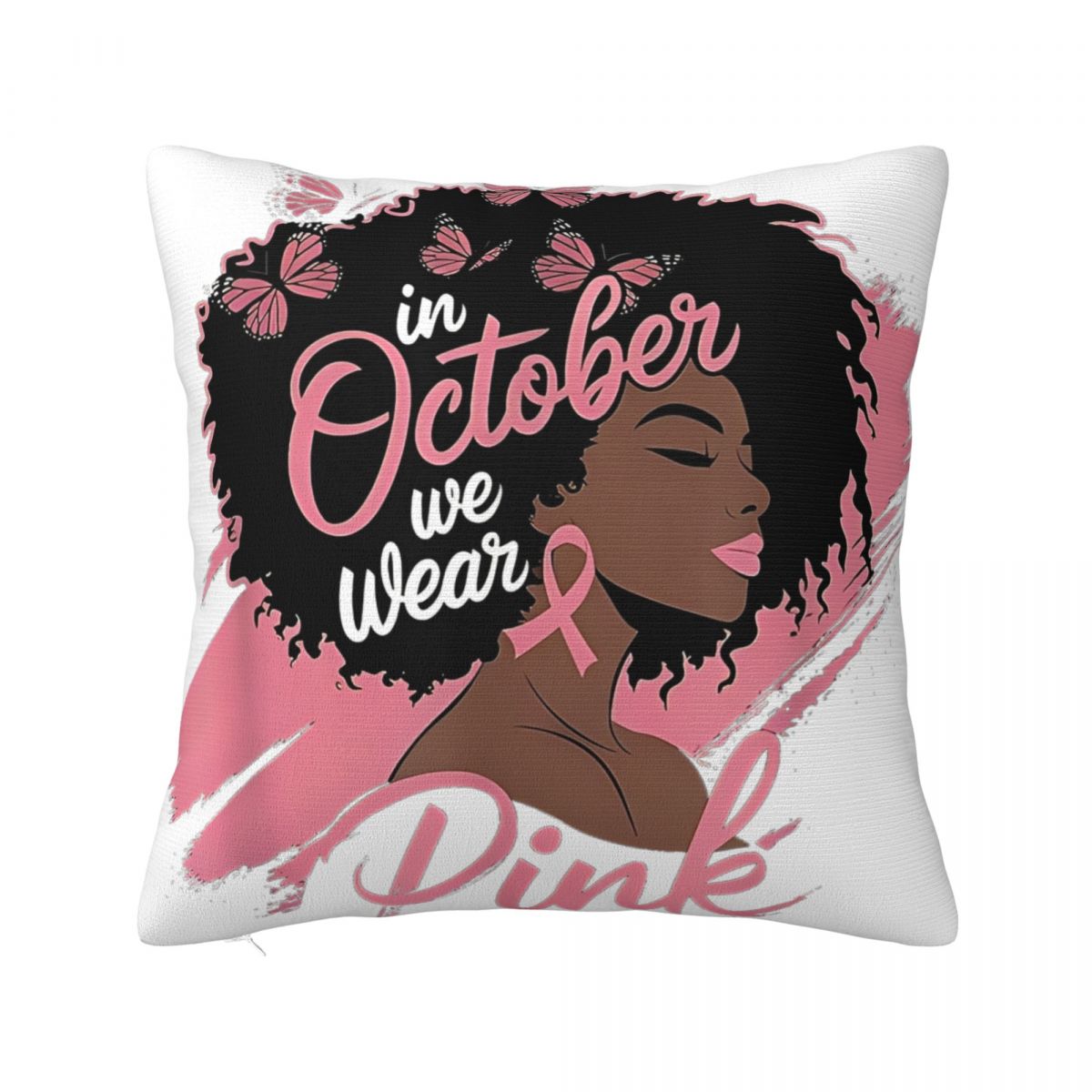 Retro Groovy Breast Cancer I Wear Pink For My Mom Pillow Covers Polyester Home Cushion Cover Cute Decor Pillowcase 4545 30x30cm 12x12in