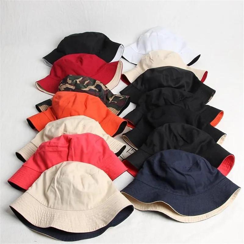 Spring and Summer Cotton Solid Double Sided Bucket Hat Fisherman Outdoor Travel Hat Sun Cap for Men and Women 282