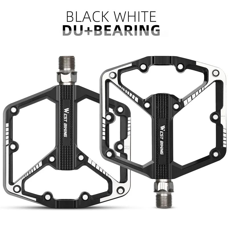 WEST BIKING Aluminum Alloy Bicycle Pedals Double DU Bearing 3 Perrin Chromium-molybdenum Steel Shafts MTB Road Bike Accessories