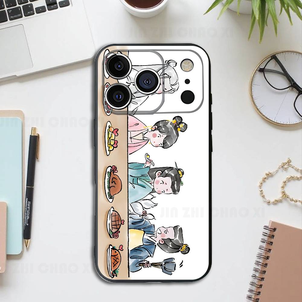 Drama XiaoYao Black Phone Case For IPhone 17 16 15 14 13 12 13 12 11 Pro Max Plus XS XR Silicone Soft Back Cover