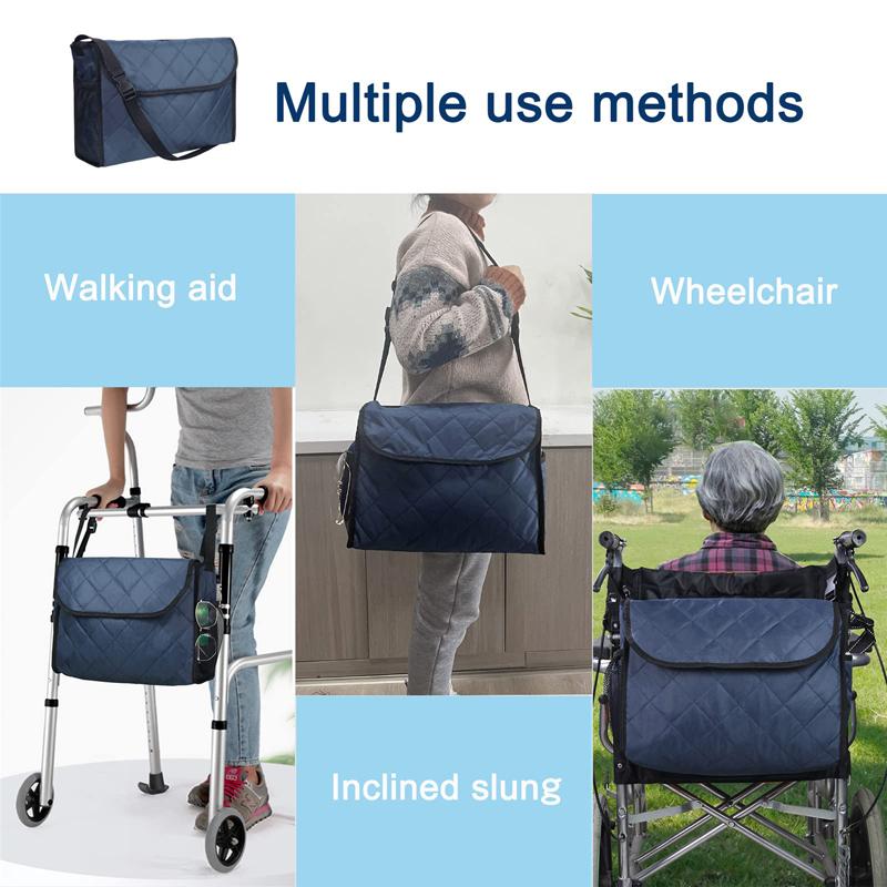 Multi-functional Wheelchair Bag Wheelchair Armrest Bag Disabled Wheelchair Rear Hanging Bag Outdoor Shoulder High-capacity