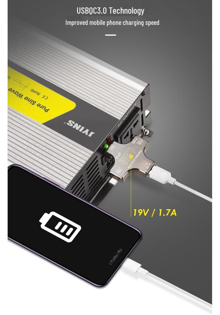 2500W Pure Sine Wave Inverter 12V/24V to 220V for Home, Solar, or Car Backup