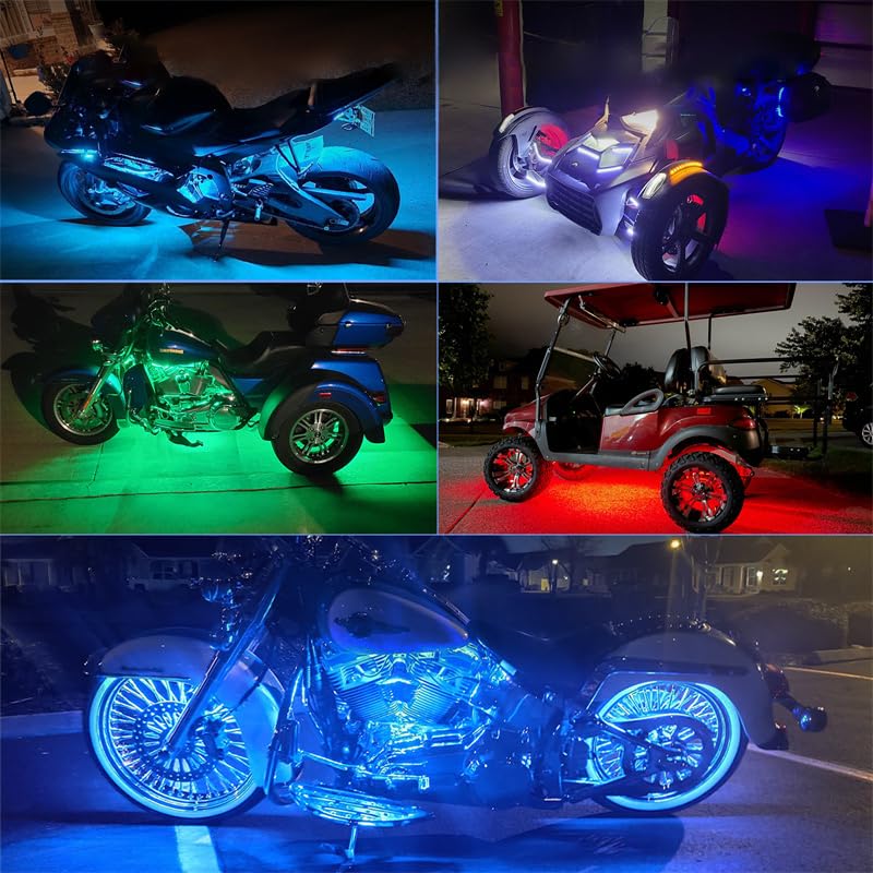Waterproof RGB LED Strip Lights for Compatible with and Includes Silicone 15 Waterproof and and Remote Control 12-Pack Motorcycles, Kawasaki, Yamaha,