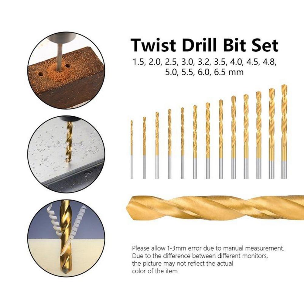 13Pcs Metric Drill Bit Set 3/16 To 1/2 Inch For Glass Metal Tile Concrete Masonry Professional Electric Drilling