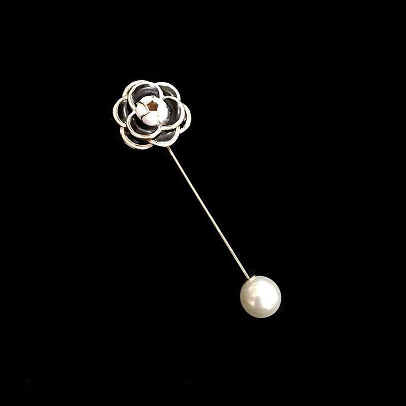 New Fashion Sweater Brooch Rose Flower Corsage Camellia Long Needle Pin Girl Women Shawl Shirt Collar Brooch Pins Accessories