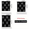 2D Flat   2pcs   2D Flat Printing Curtains Black Background Silvery Fleur De Lis Pattern   Punched Lace Fabric Material for Home