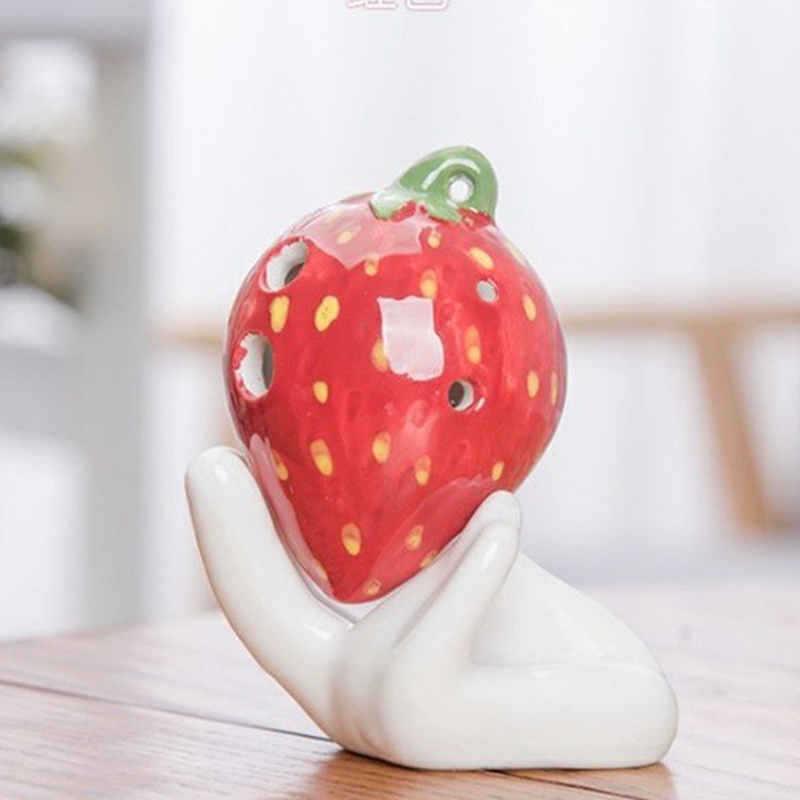 Strawberry Six-Hole Ceramic Ocarina - Musical Instrument Toy for Kids