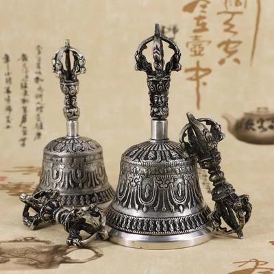 Five-stranded Nepalese Craftsmanship Tibetan Buddhist Meditation Bell and Dorje Set Diamond Bell Pestle Spiritual Healing Vajra