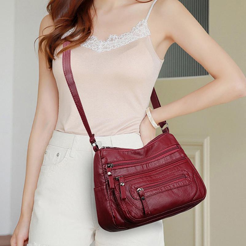 Neue Damen Schultertasche PU Weiches Leder Große Kapazität Umhängetasche Mode Einfach Mehrere Taschen Mehrschichtig Muttertasche für Frauen mittleren Alters