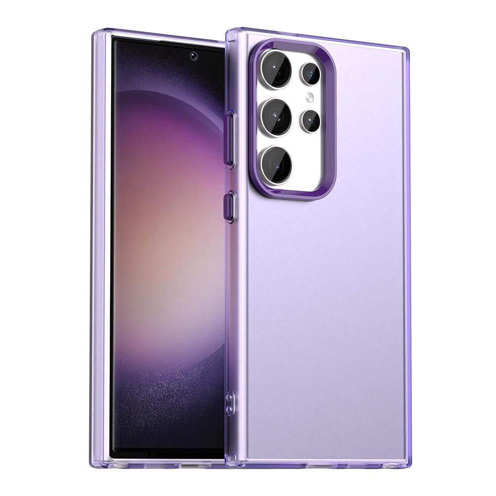 

For Samsung Galaxy S24 Ultra Case PC+TPU+PET Matte Anti-Drop Phone Back Cover Purple