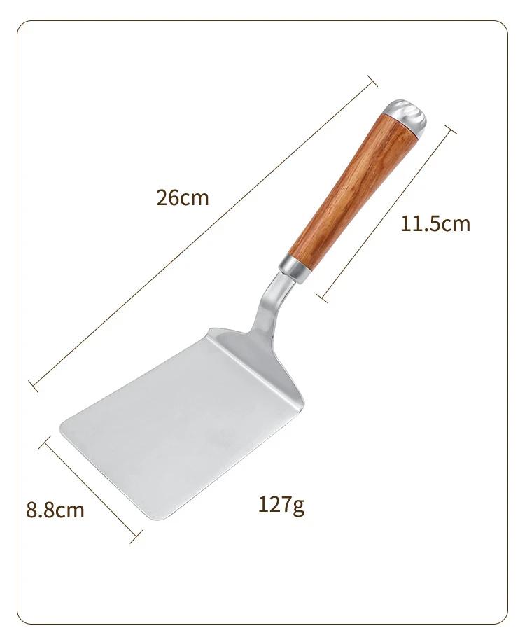

1PC Stainless Steel Steak Spatula Pancake Scraper Turner Grill Beef Fried Pizza Shovel With Wood Handle Kitchen BBQ Tools