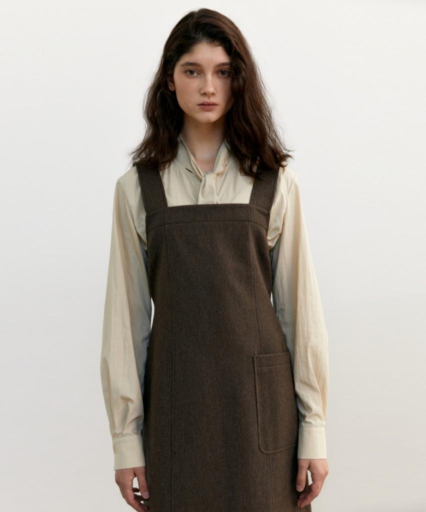 Anout Wool Suspender Dress - Brown