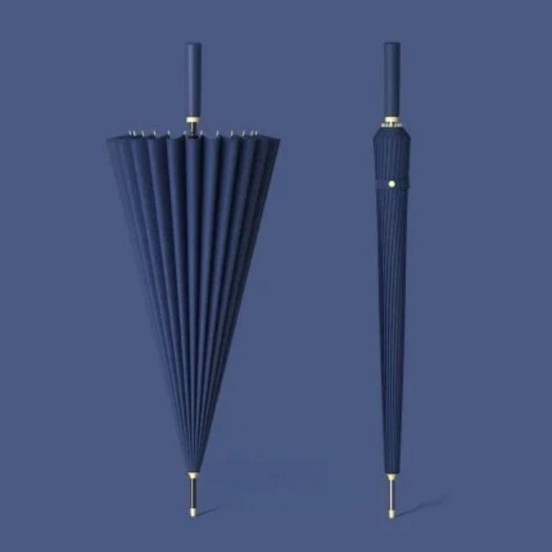 

24 Bone автоматический открывающийся и закрывающийся зонт с прямой ручкой и длинной ручкой деловой мужской подарочный зонт