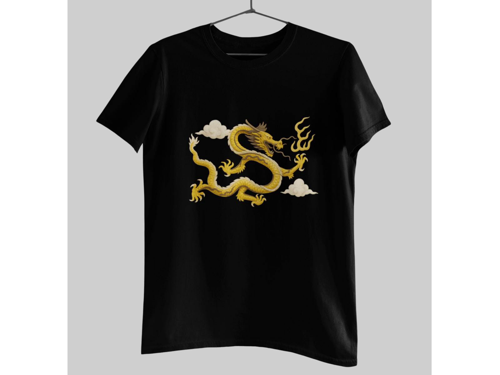 Golden Chinese Dragon T-Shirt | Mythical Oriental Dragon Graphic Tee Unisex 4XL
