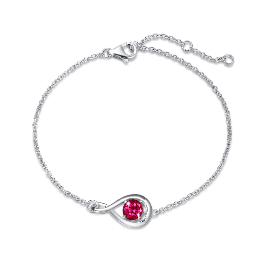 

Women s Ruby Bracelet, July Birthstone, Teardrop Motif, Sterling Silver 925, Perfect for Christmas, White Day, Birthday, Mother s Day, or as a Gift, C