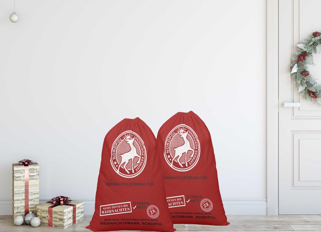 Printtoo 2 Pcs Santa Gift Sack for Kids Presents Xmas Bag Christmas Sack Personalized Bags Large 27x20 Inch