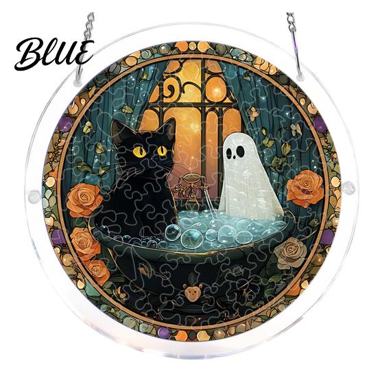 Easy Assemble Halloween Decor Acrylic Jigsaw Puzzle Suncatcher Stained Glass Style DIY Sun Precision Cut Blocks Catcher Puzzles Gothic Window