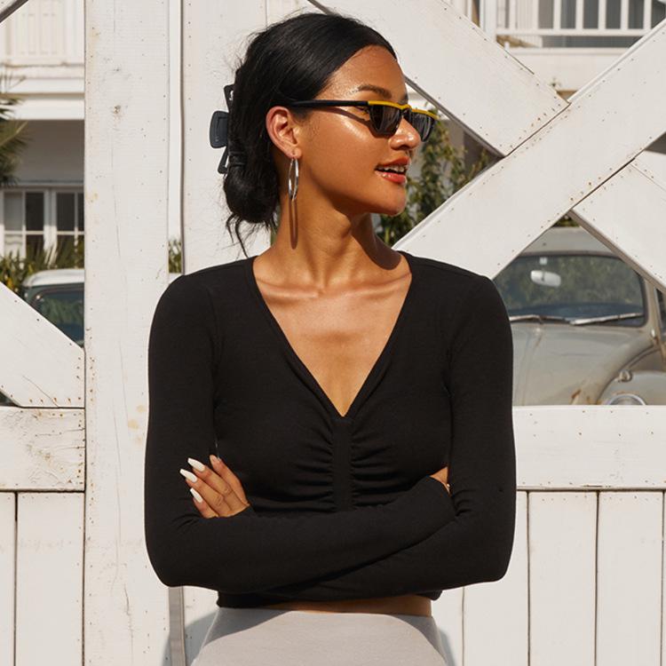 Damen Slim Langarm Yoga Top - Atmungsaktive & Stilvolle Herbst Sportbekleidung