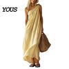 Casual Dress Women Women's Summer One Shoulder Beach Sundress, Pleated A-line Party Wear Flowy Long Dress, Loose Travel Vacation