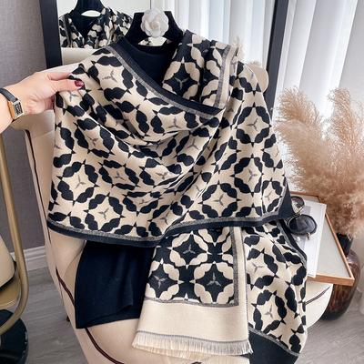 Travel Imitation Cashmere Scarf Women's Winter High-end Double-sided Dual-purpose Large Shawl Versatile Thickened Warm Scarf Tide