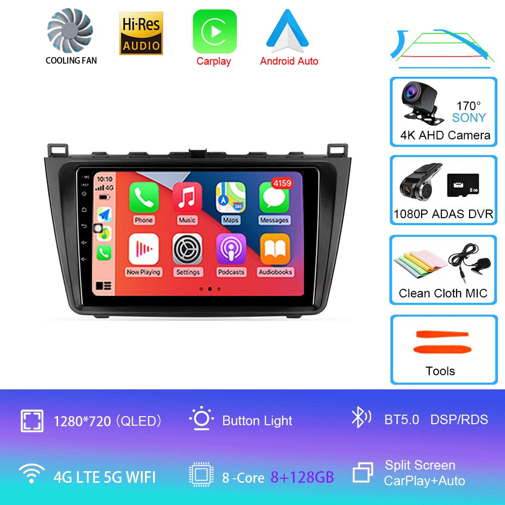 Android14 Carplay Auto For Mazda 6 GH 2007 2008 2009 2010 2011 2012 Multimedia GPS Car Radio Video Player Stereo 2din Head Unit