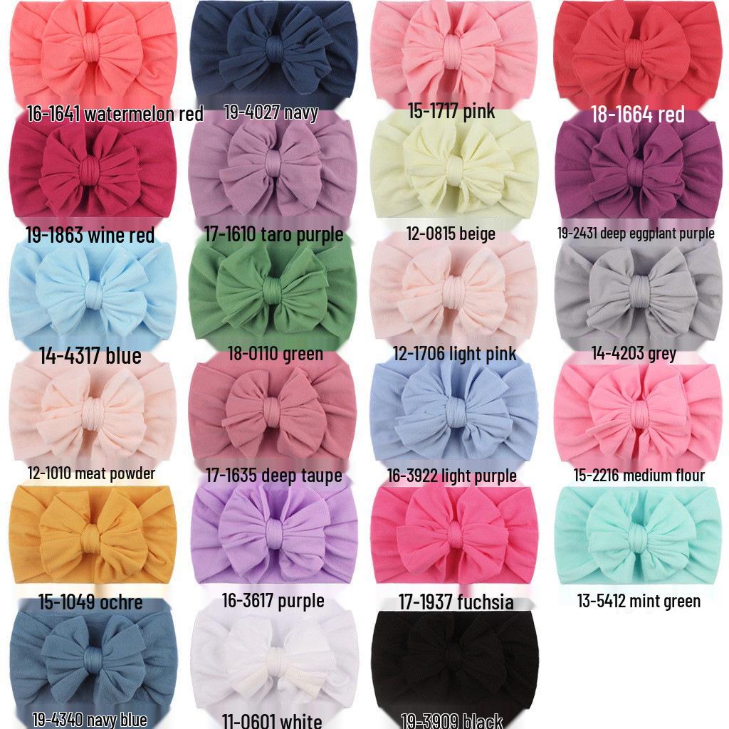 23-Color Baby Nylon Bow Headbands - Double Layer Fashion Headdress