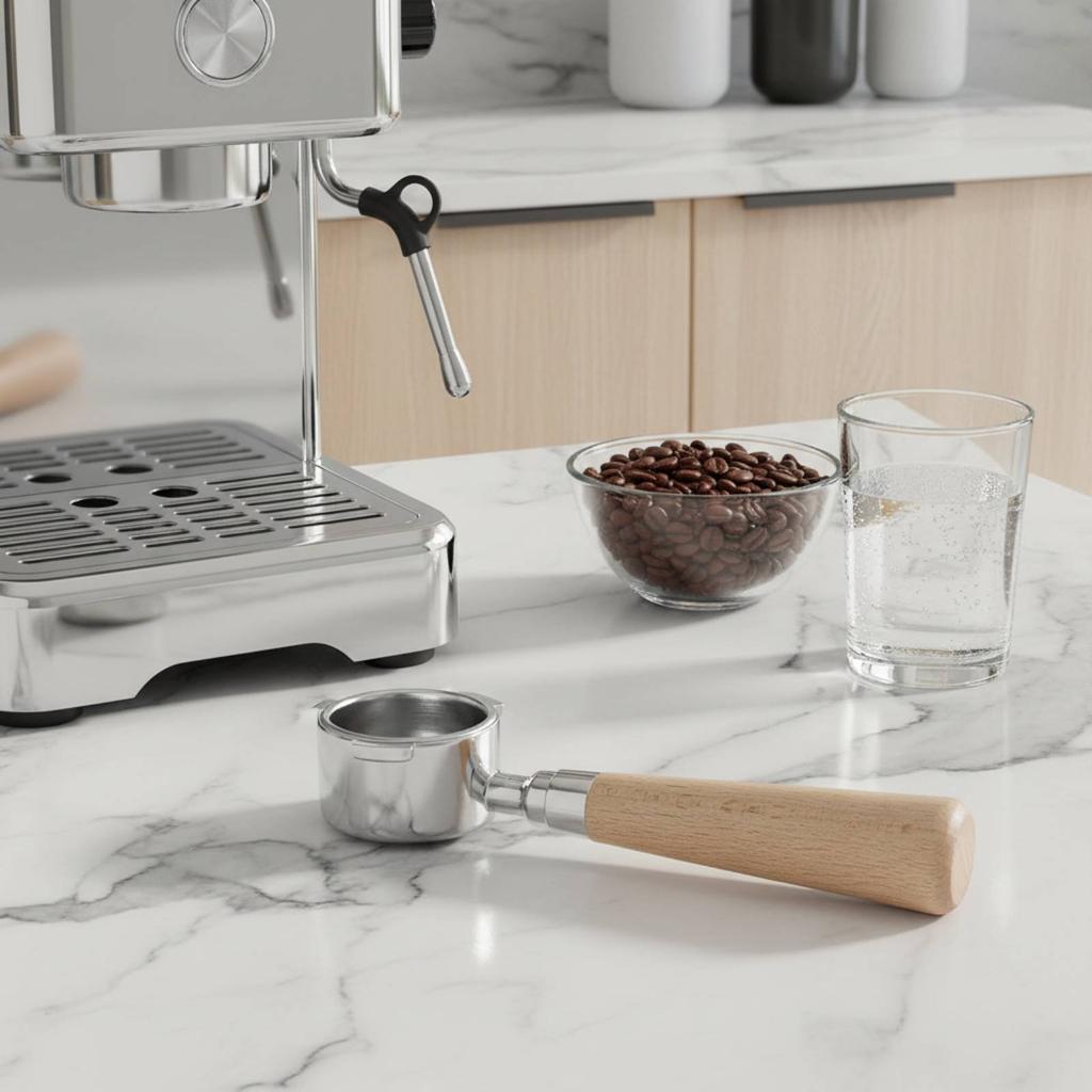51mm Bottomless Portafilter Easy to Clean 51mm 3-Prong Coffee Handle Uncovered Portafilter Rust Resistant Espresso Group Handle