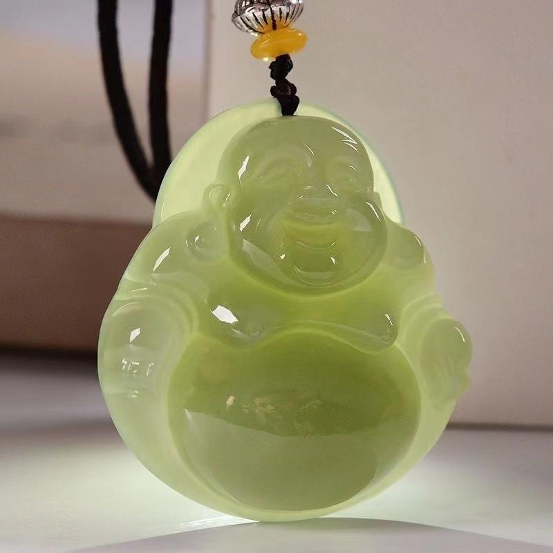 Pendant Buddha Outer Mask Laughing Buddha Yellow Mouth Maitreya Buddha Lake Water Green Buddha Necklace