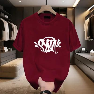 T-shirt Summer Men's T-shirt Fashion Round Neck Short Sleeve Trendy Printed Sports and Leisure  Street Top T-shirt#Color