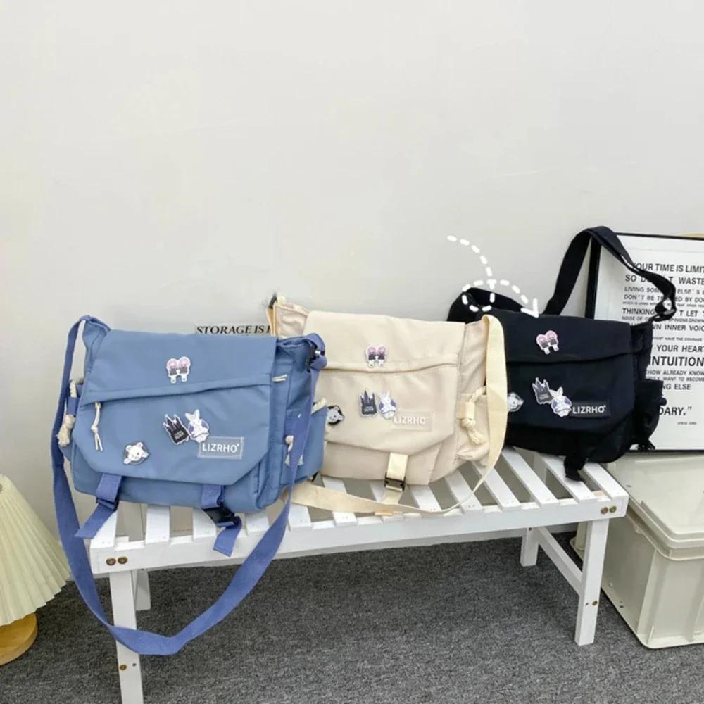 Canvas Shoulder Bag Large Capacity Crossbody Bags Youth Teenager Girls Women Harajuku Messenger Bag Student School Bags
