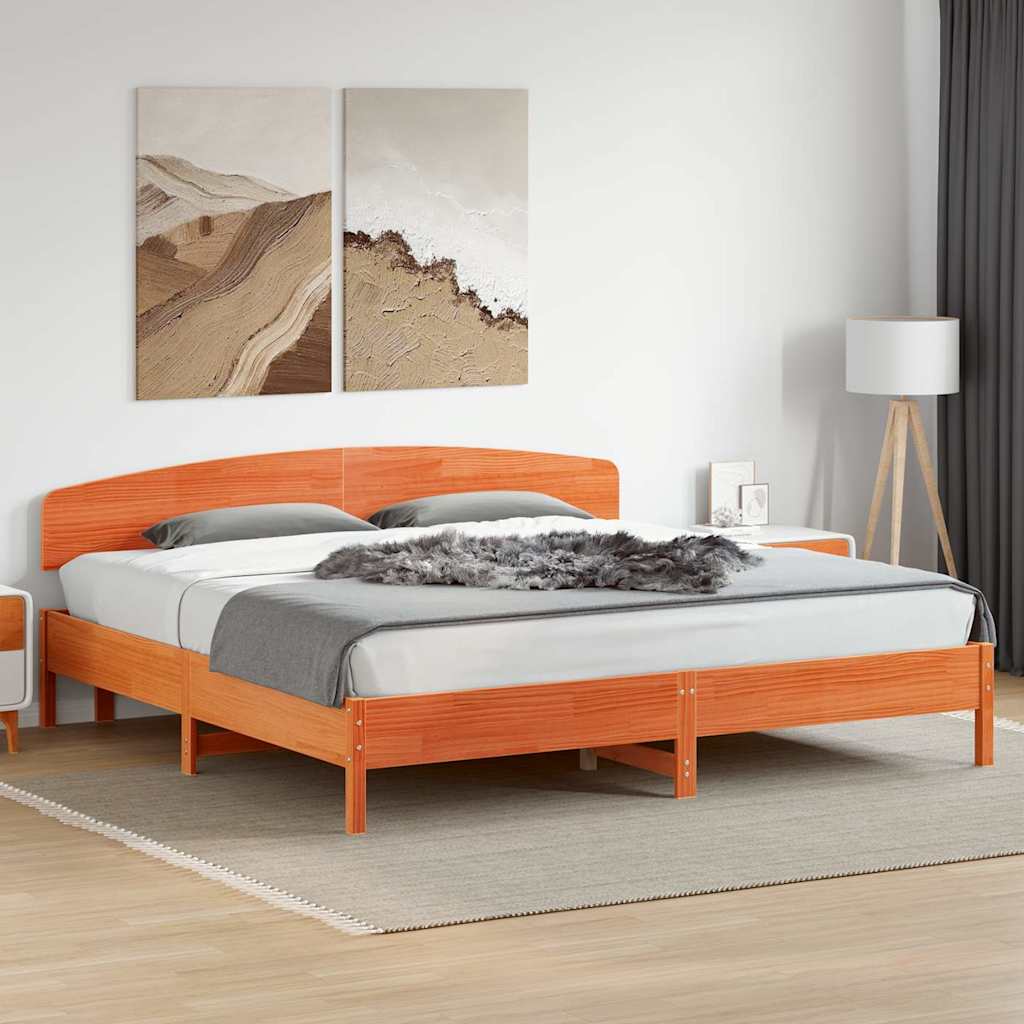 Vidaxl Bed Frame Without Mattress, Waxed Brown, 180X200 Cm, Solid Pine