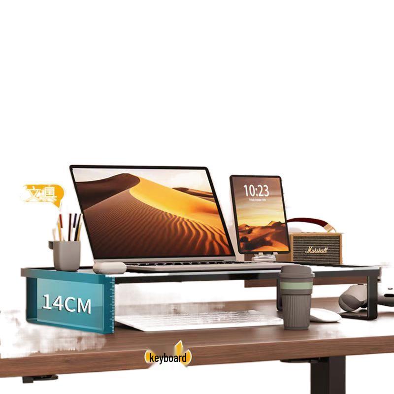 Laptop Cooling Stand with Riser Shelf for Monitor and Desktop