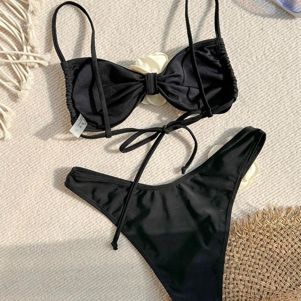 Europäischer und Amerikanischer Neuer Bikini-Badeanzug Mit Kordelzug-Trägern Und Sexy High-Waist-Slip Damen-Bikini