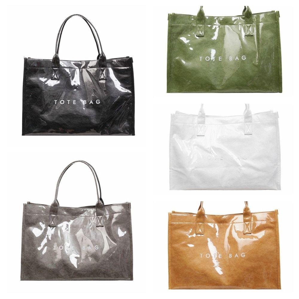 Glossy Transparent Jelly Bag Large Capacity Letter Prints Handbags Fashion PVC Tote Bag Swimming