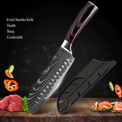 5-calowy nóż Santoku Nóż szefa kuchni ze stali wysokowęglowej Nadaje się do krojenia warzyw i owoców