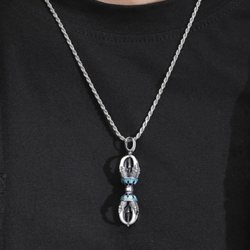 Vintage Cloisonn É Diamond Pestle Pendant, Men's Tibetan Demon Slaying Pestle Necklace, Accessory Pendant