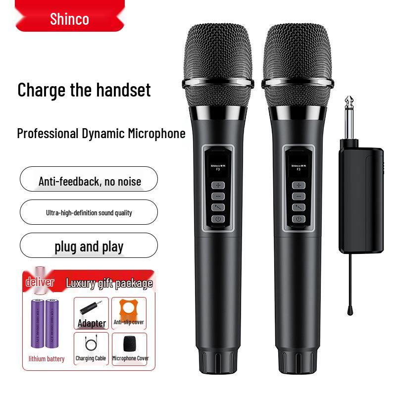 Universal Dual UHF Wireless Handheld Microphone for Professional Home, KTV, and Outdoor Sound Systems