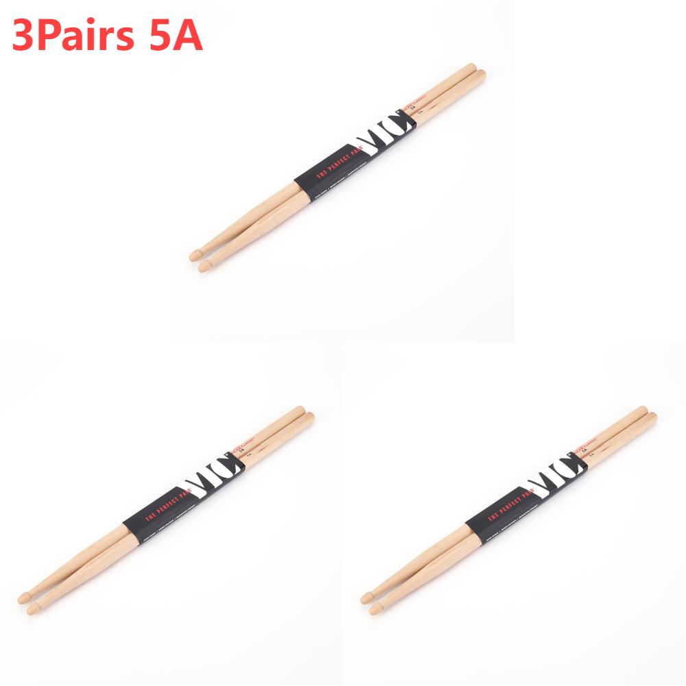 1-10Pairs Beginners Drumsticks Consistent Weight and Pitch Jazz Drum Sticks Wood Tip American Hickory Drumsticks for Percussion