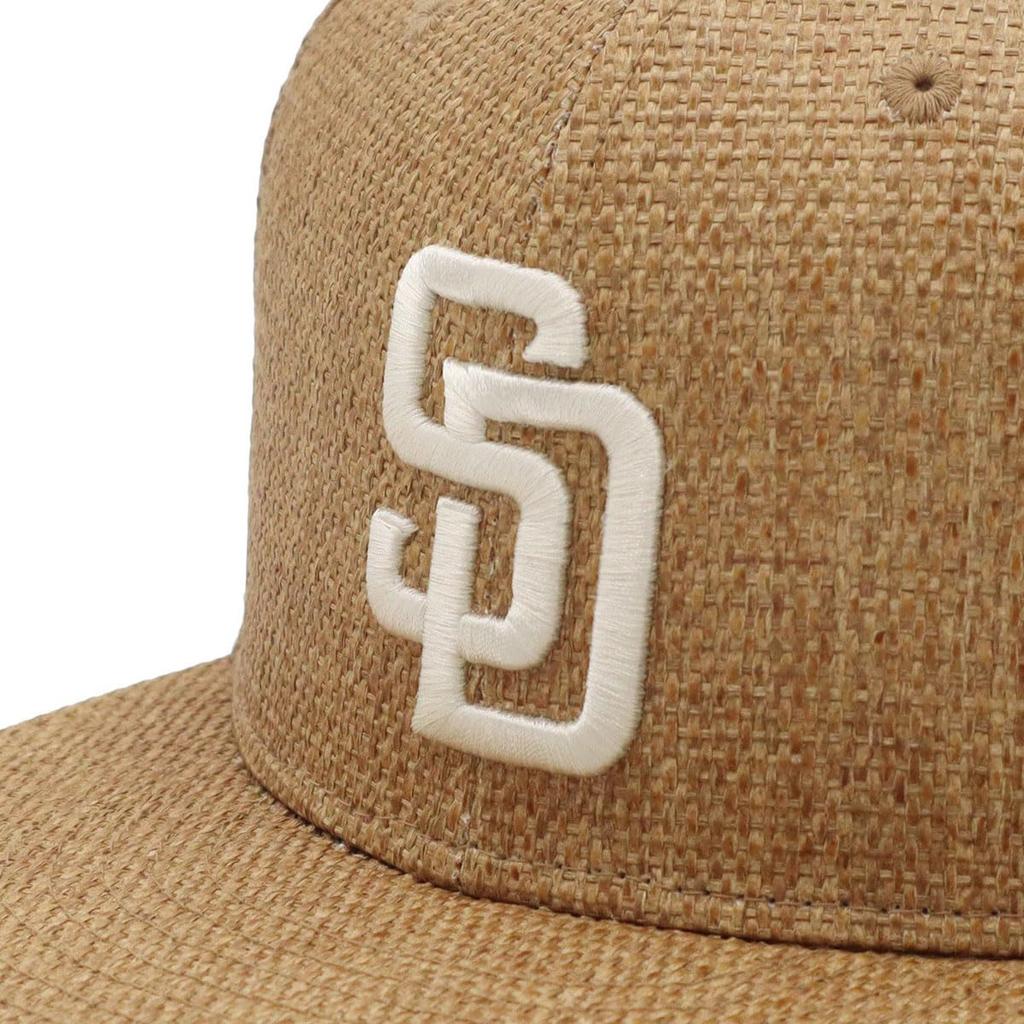 New Era 59FIFTY MLB Paper Straw Cap San Diego Padres SD Khaki Beige 14745140 Flat Visor Unisex UV Protection Lightweight