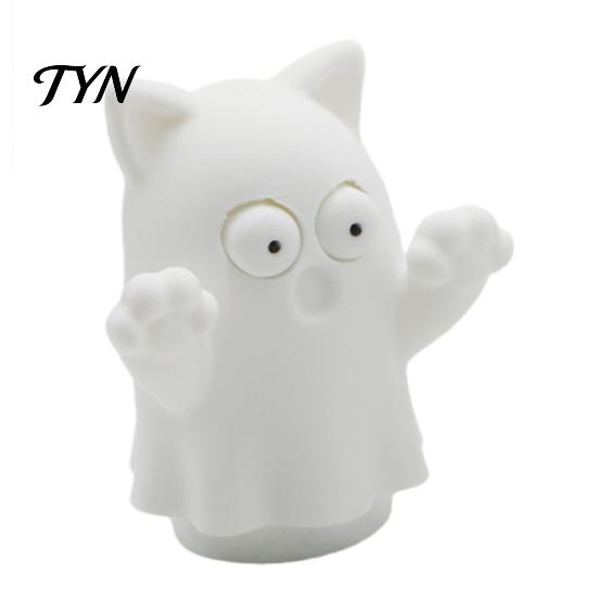 Interactive Playable Decoration 3D Printed Pop-Eyed Fidget Figurine, Funny Squeeze Cactus Ghost Ornament, Cute Desktop Decor for Office Stress Relief