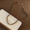 Collana Retro Fatta a Mano con Perline Occhio di Tigre e Perla Imitazione in Stile Maillard