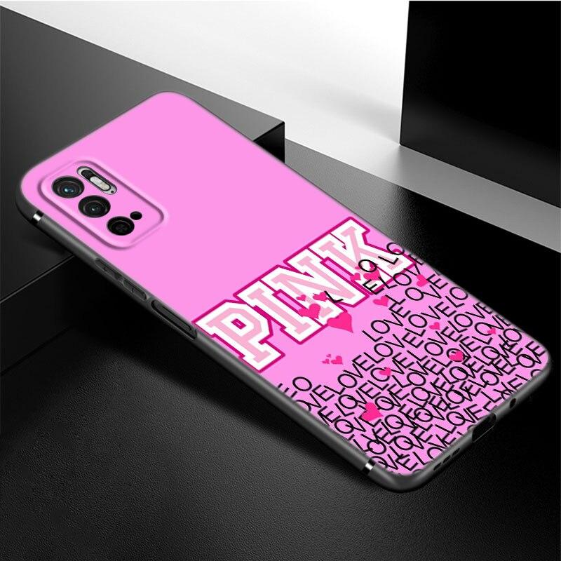 Fashion Pink Love Phone Case For Xiaomi Redmi Note 11 10 9 8 Pro 11T 5G 10T 10S 9S 9T 9i 9C 9A 8T Soft TPU Black Cover Funda