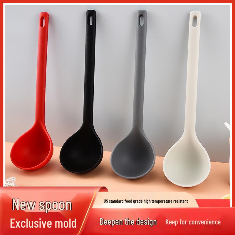 2023 Heat-Resistant Silicone Long-Handle Soup Ladle - Non-Stick Pot and Porridge Spoon