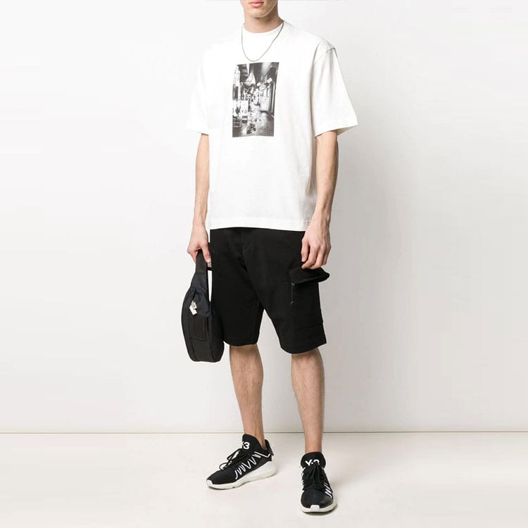 Y 3 T Shirts Men's White Crew Neck Moderate Straight Fit FT1373