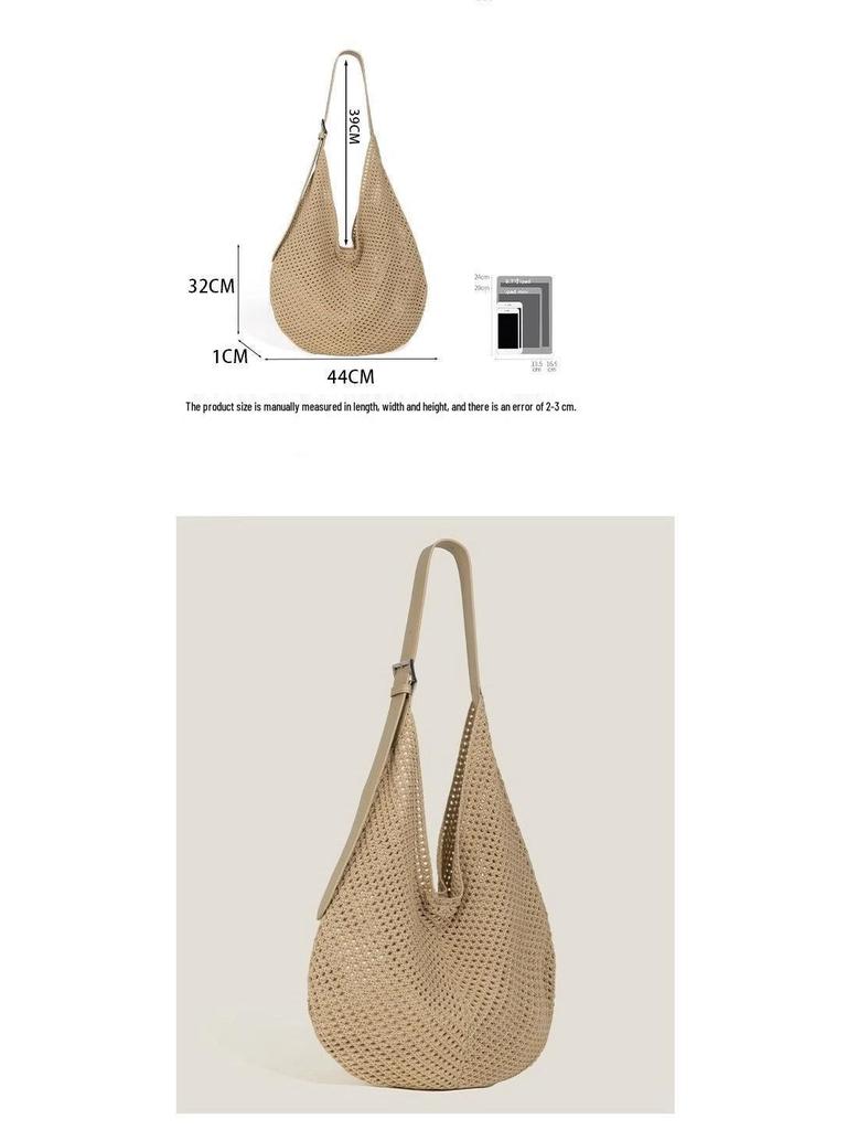 Koreanische Stricktasche mit Ajourmuster für Damen - Große Kapazität, Casual-Stil, Einzelschultertasche