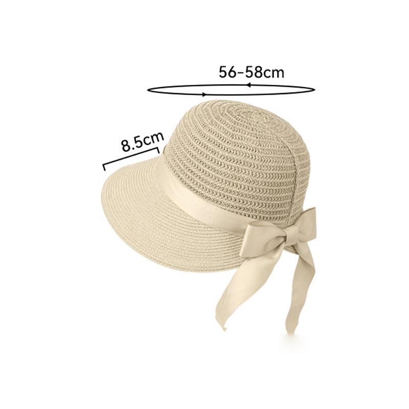 Sunscreen Straw Hat Women's Summer Hollow-Out Breathable Bow Sun Hat