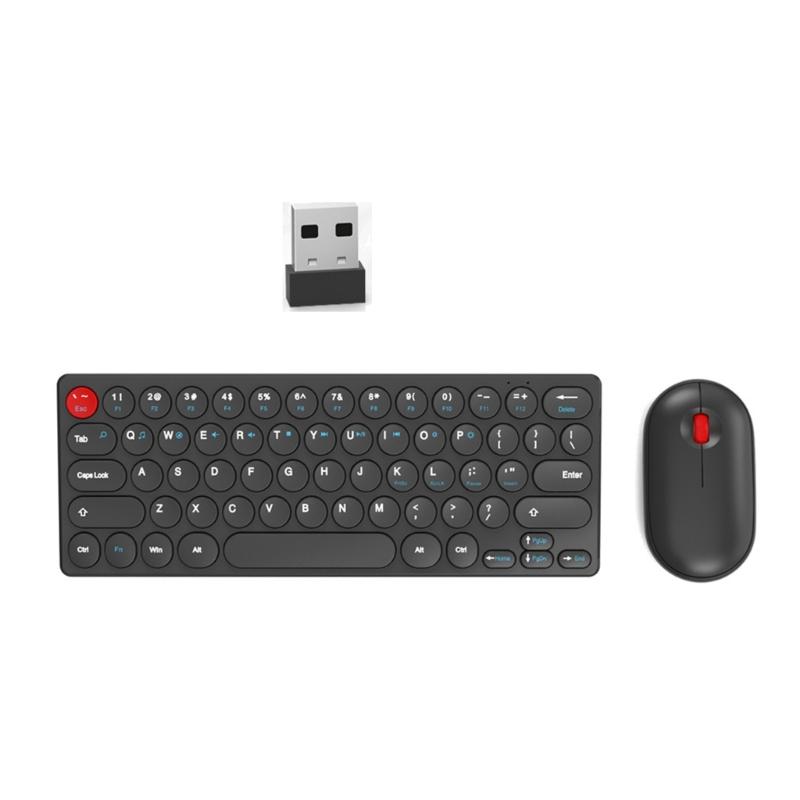 Silents Clicks Wireless Keyboards Mouse Set Round Retro Keycaps 2.4G Connectivitys Portable For Desktop Office Travel Use
