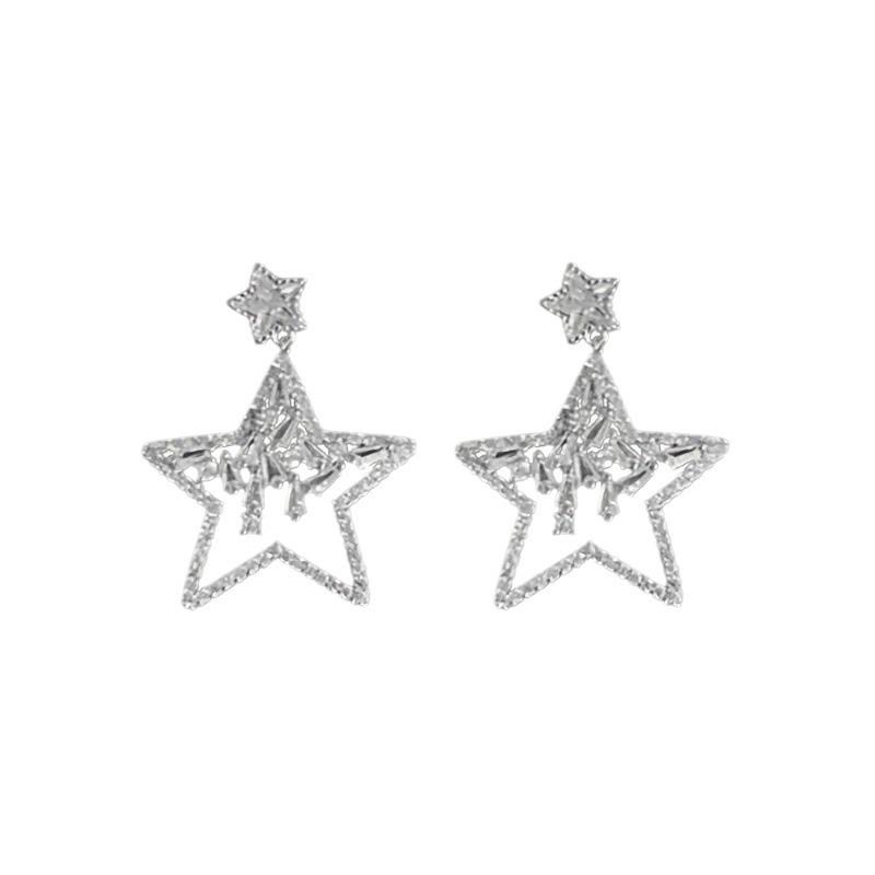 Luxurious Star Zirconia Stud Earrings - Sparkling Five-Pointed Design